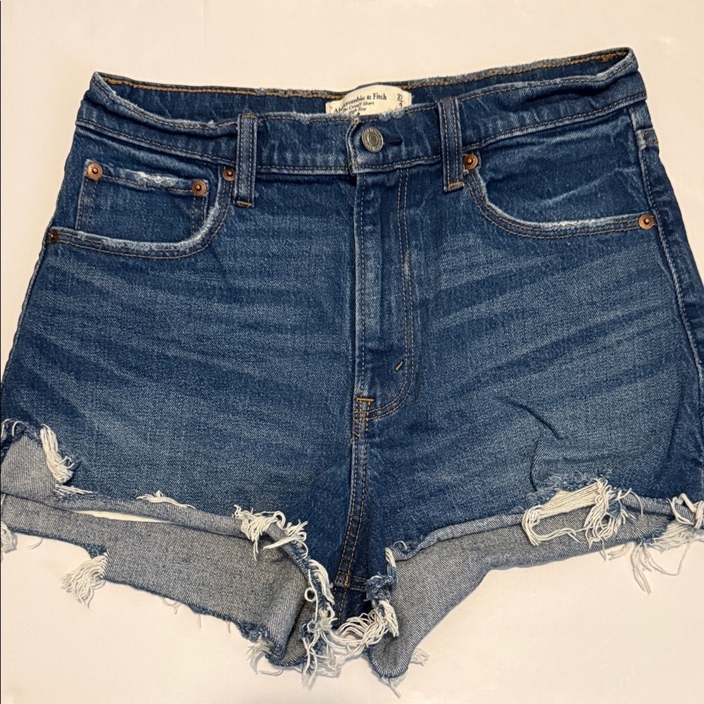 Abercrombie & Fitch Distressed Blue Jean Shorts